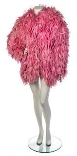 * An Yves Saint Laurent Pink Feather Coat, No size.