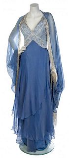 * A Blue Chiffon Gown, No size.