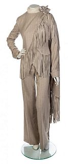 * An Ivory and Taupe Pinstripe Ensemble, No size.