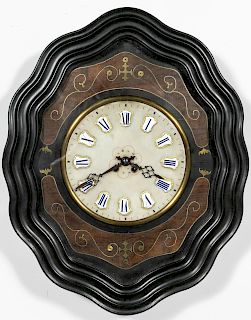 19th Century French Ebonized & Inlaid Wall Clock
