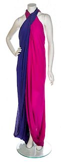 * A Purple and Magenta Halter Gown, No size.