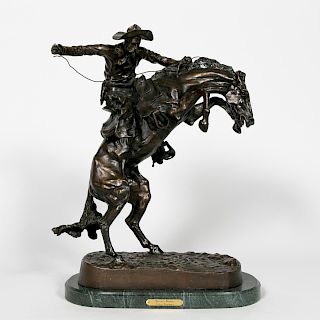 After Remington, "Bronco Buster" Bronze Sculpture