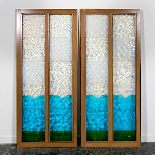 Pair, Large Seascape Stained Glass Windows