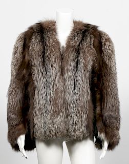 Vintage Ladies Chocolate-Silver Fox Fur Coat