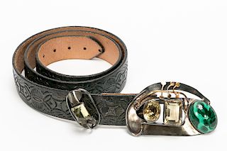 Peggy Ackerly Silver, 14k & Gemstone Leather Belt