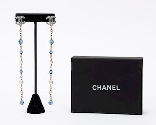 Pair, Chanel Rhinestone & Faux Pearl Drop Earrings