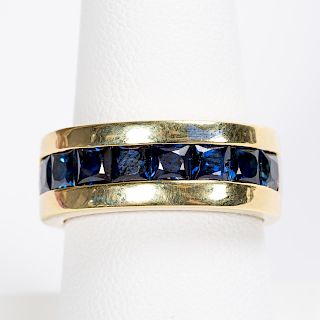 18k Two-Tone Gold & Sapphire Channel Set Band