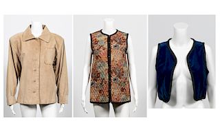 3pc Yves St. Laurent, Suede Coat & Two Vest