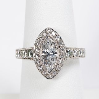 Platinum & Diamond Marquis Cut Engagement Ring