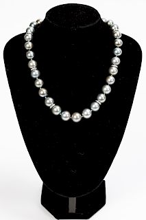 14k White Gold, Diamond & Tahitian Pearl Necklace