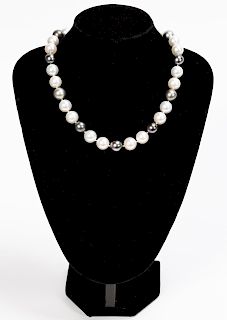 14k WG, South Sea & Tahitian Pearl Strand Necklace