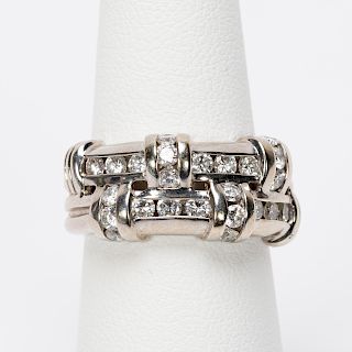 Charles Krypell, 18k White Gold & Diamond Ring