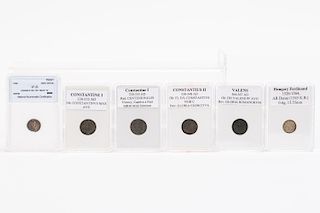 6pc Grouping Foreign and  Ancient Roman Coins