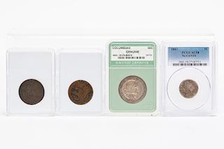 Four Piece Grouping of American Coins / Tokens
