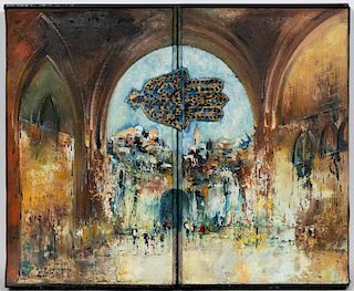 Ben Avram, "Archway Into Jerusalem" Folding Panel