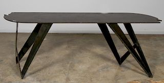 Brutalist Style Iron Console Table, Signed