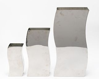 Three, Brueton Modern "Swing & Sway" Chrome Vases
