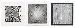 Three Roy Ahlgren Optic Art Black & White Prints
