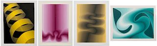 Four Optic Art Roy Ahlgren Serigraphs, Signed