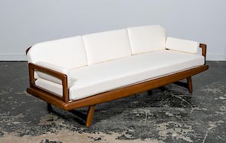 Adrian Pearsall Style Walnut Framed MCM Sofa