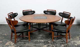 7pc Set, MCM Low Table w/ Six Chairs