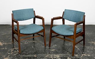 Pair, Mid Century Modern Walnut Chairs