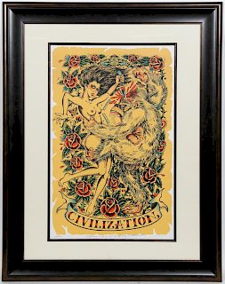 Ed Hardy "Civilization" Signed Lithograph