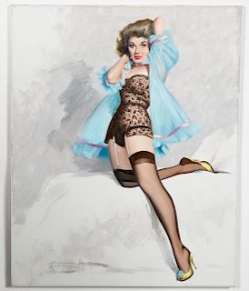Donald Rusty Rust, Oil On Canvas "Betti" Pinup