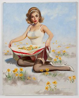 Donald Rusty Rust "Daisy" Oil On Canvas Pinup