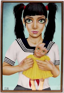 Scott Rohlfs Acrylic, "Broken Baby Doll" Pinup