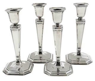 Set of Four Tiffany Sterling Candlesticks
