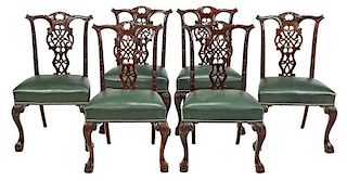 Set of Six Irish Chippendale Style Dining Chairs
