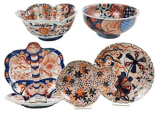 Six Finely Decorated Imari Bowls and Platters
