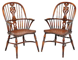 Pair Windsor Style Chairs by Theodore Alexander