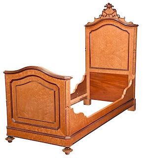 Neoclassical Style Maple and Mahogany Twin Bed