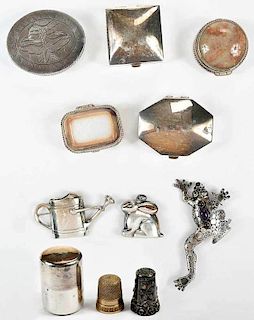 11 Silver Boxes, Thimbles and Jewelry