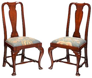 Pair Boston Queen Anne Style Side Chairs