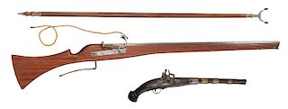 British B.S.A. Target Rifle with Stand and trade Pistol