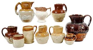 Ten Pieces Brown Glazed Stoneware