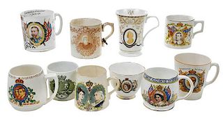 Ten British Commemorative Porcelain Pieces