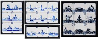 24 Framed Maritime Delftware Style Tiles