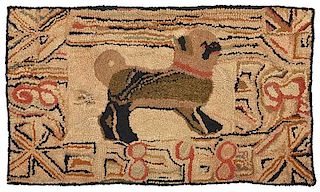 Dated Hooked Rug of a Dog