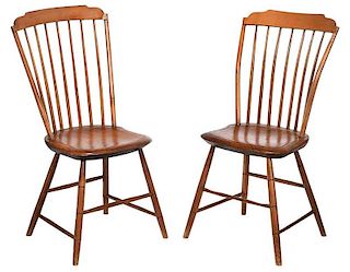 Pair American Windsor Side Chairs