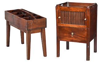 Chippendale Mahogany Commode and Cobbler's Bench