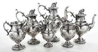 Six-piece silver-plated tea service