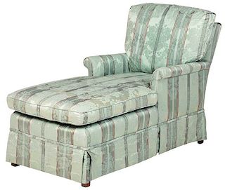 Modern Silk Damask Upholstered Chaise
