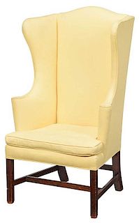 American Chippendale Upholstered Wing Chair