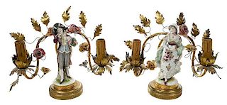 Pair of Porcelain Figure Candelabras