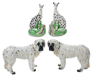 Two Pairs of Staffordshire Dogs