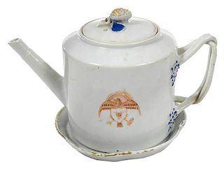 Chinese Export Teapot with Matching Undertray